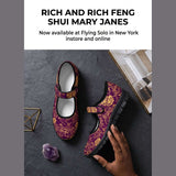 Purple Feng Shui patterned women's Mary Jane shoe with Velcro strap and mesh upper — additional view 13