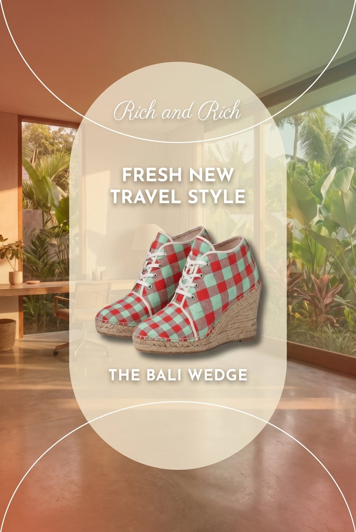 Red and mint green checkered wedge espadrilles with jute platform and non-slip rubber sole — additional view 11
