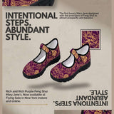 Purple Feng Shui patterned women's Mary Jane shoe with Velcro strap and mesh upper — additional view 14