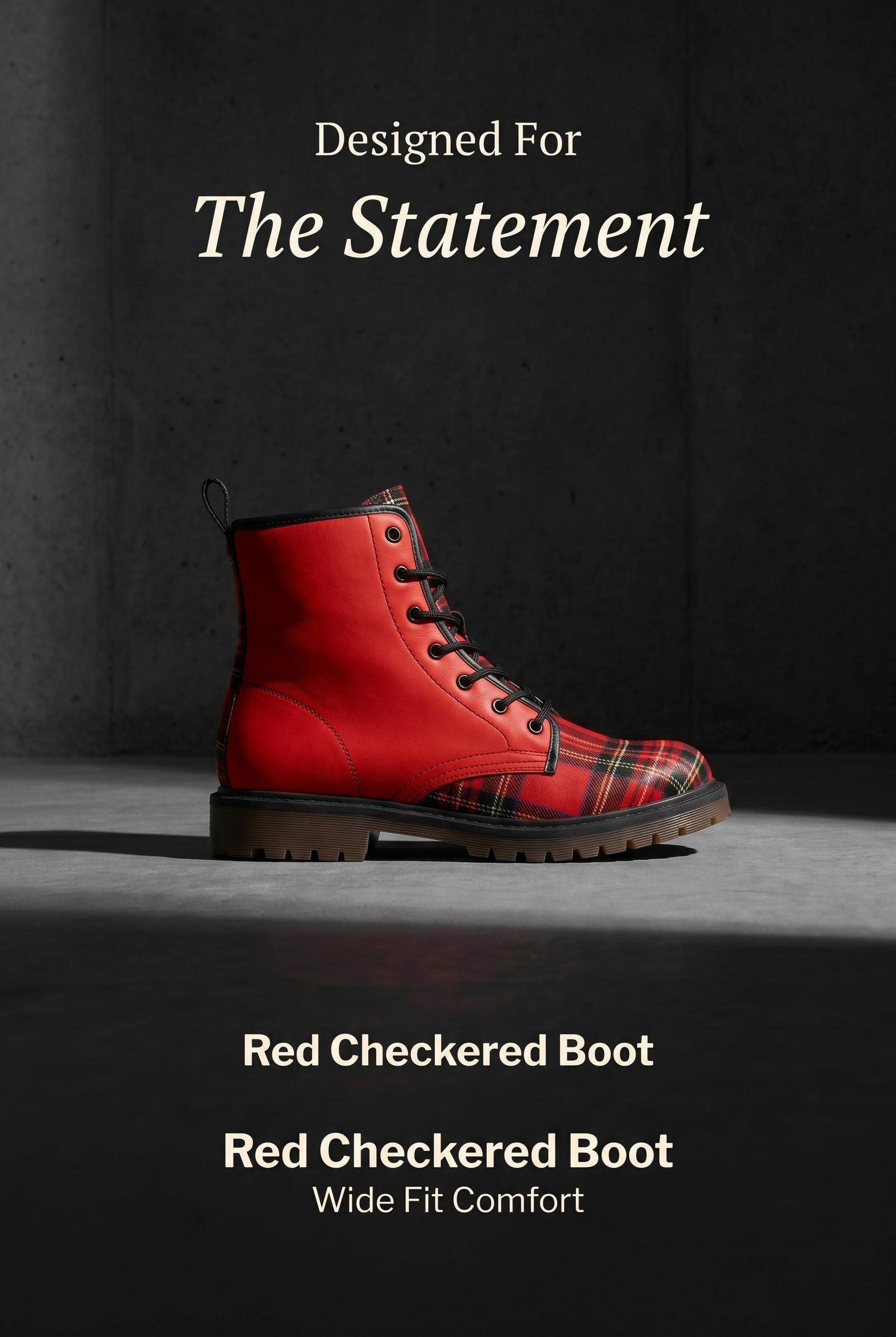 Rich and Rich Red Checkered Men's Leather Boot