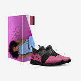 Pink leather slip-on sneakers with carved rubber sole and elasticized front panels