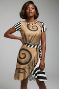 Rich and Rich Ladies Earthtone Zebra Print T-Shirt featuring earthtone zebra stripes on soft cotton fabric