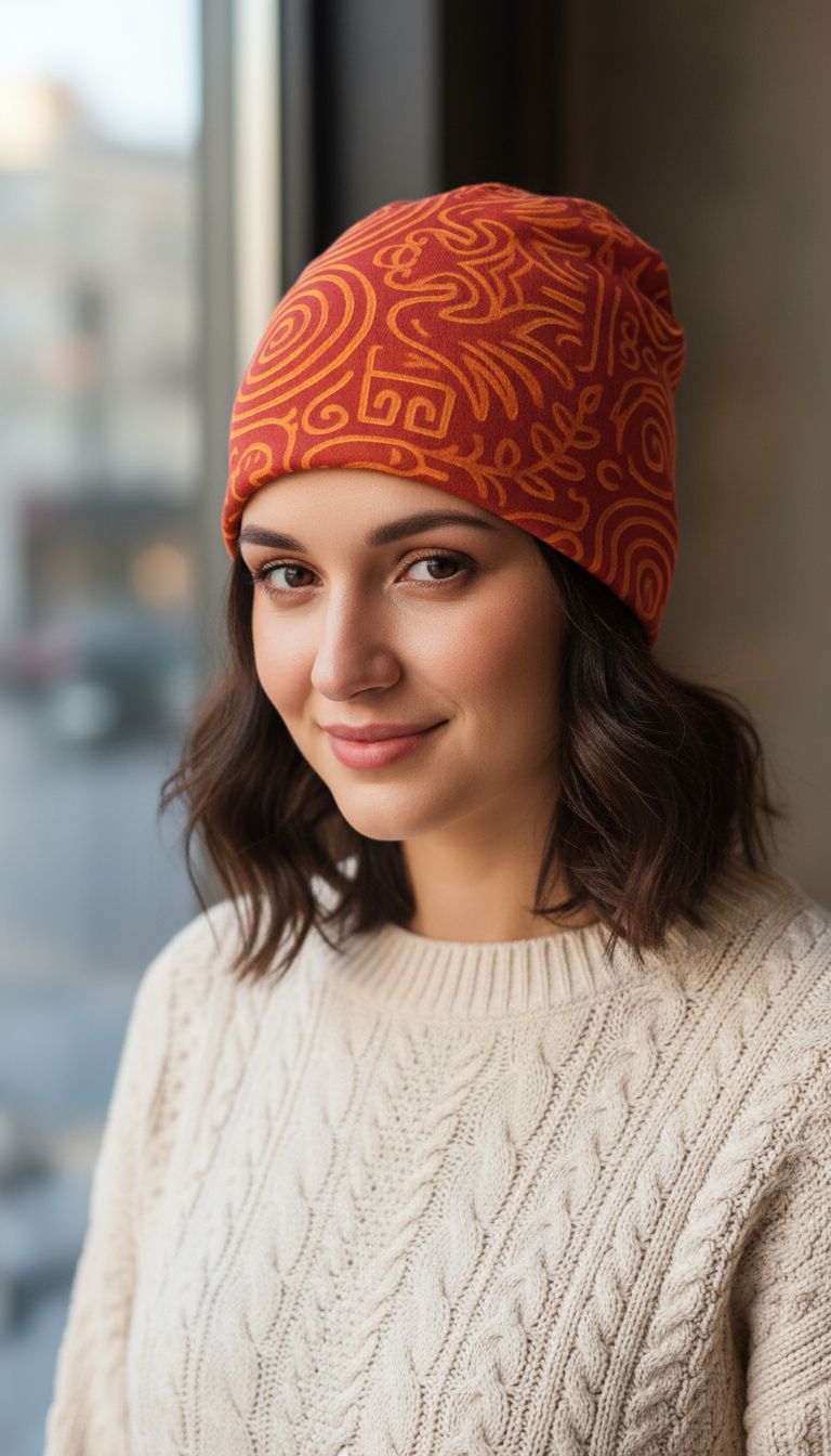 Rich and Rich Orange Abstract Beanie