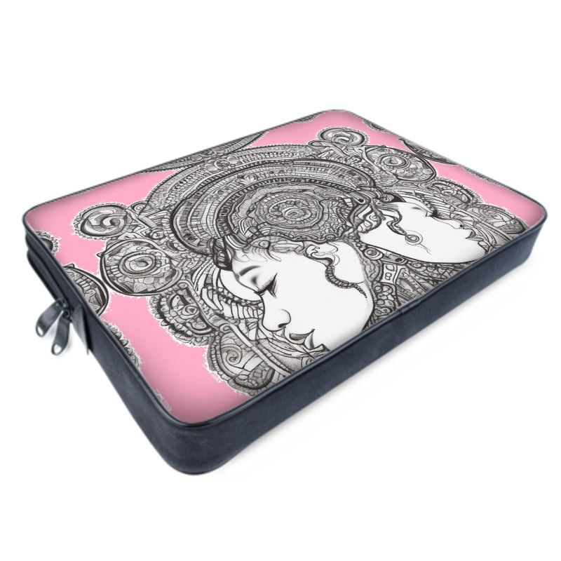 Rich and Rich Pink Destiny Designer Laptop Bag made of waterproof neoprene with black piping and chunky zip