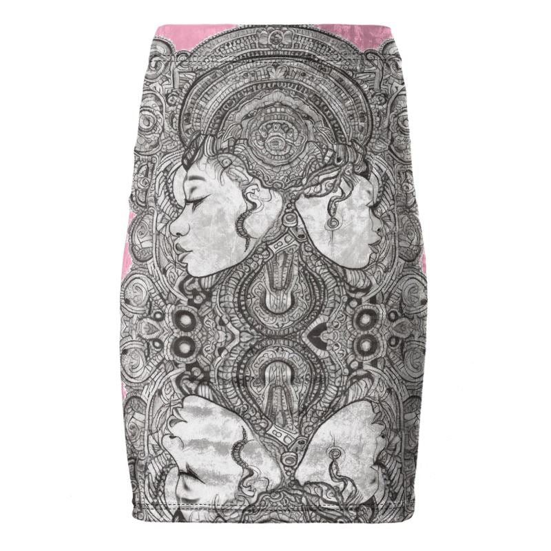 Rich and Rich Pink Destiny Designer Original Pencil Skirt high-waisted with rear slit
