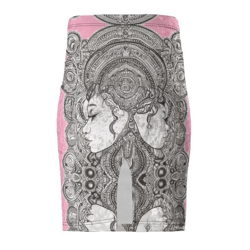 Rich and Rich Pink Destiny Designer Original Pencil Skirt high-waisted with rear slit