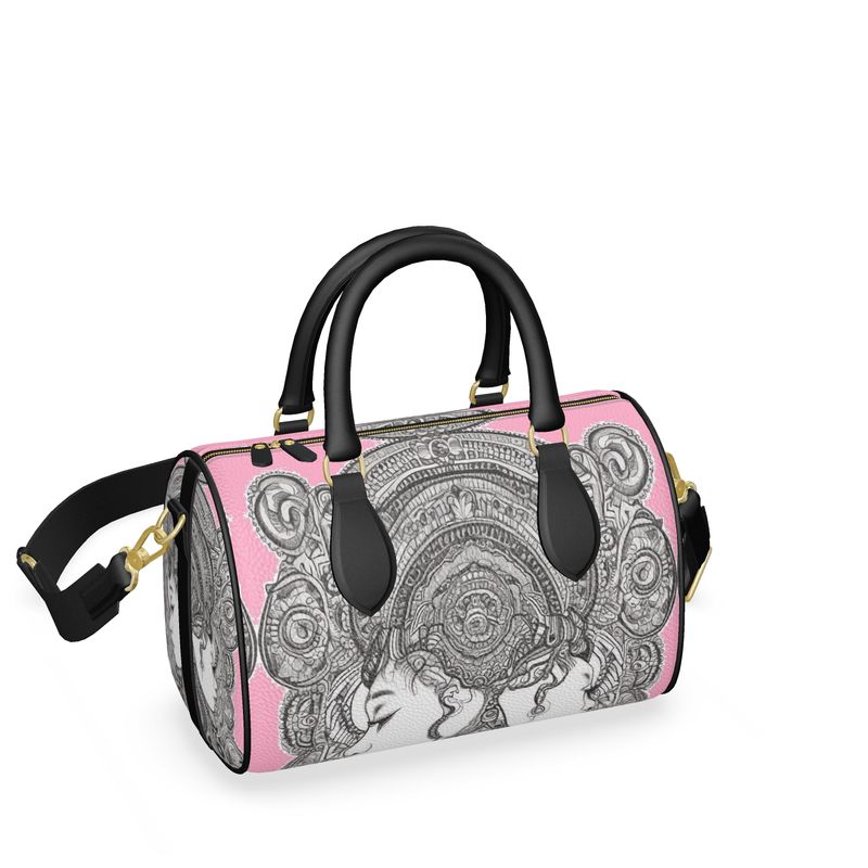 Rich and Rich Pink Destiny Women's Mini Denbigh Duffle Bag with black leather handles