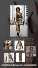 Load image into Gallery viewer, Rich and Rich Brown Animal Print Caricature Women&#39;s Pants Suit
