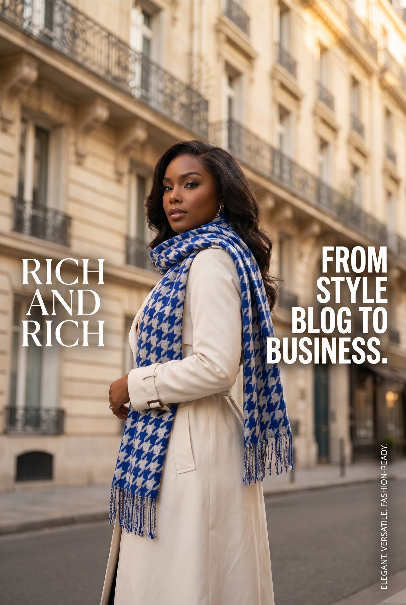 Rich and Rich Royal Blue and Silver Women’s Designer Tassel Scarf | Soft Imitation Cashmere Fashion Scarf