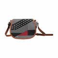 Rich and Rich Red Graphic Women's Saddle Bag Purse with gold-tone hardware