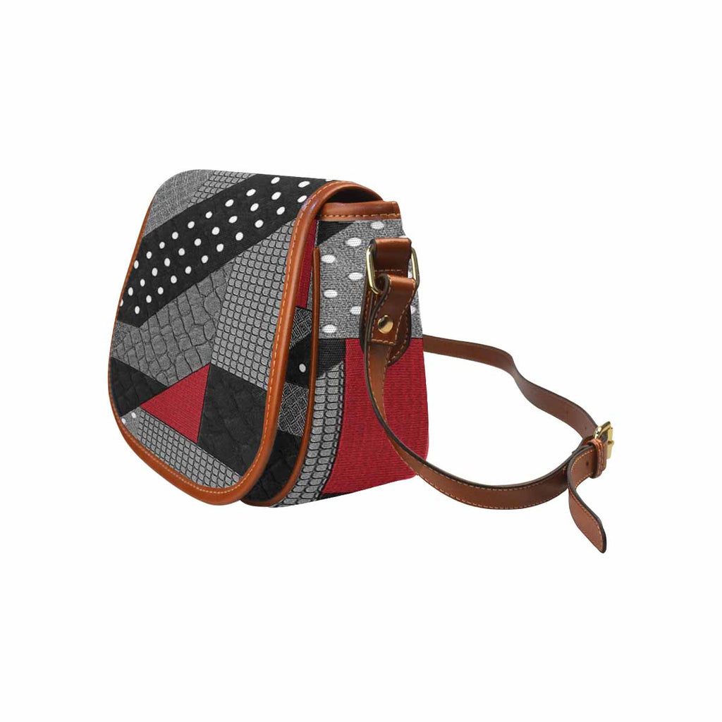 Rich and Rich Red Graphic Women's Saddle Bag Purse with gold-tone hardware