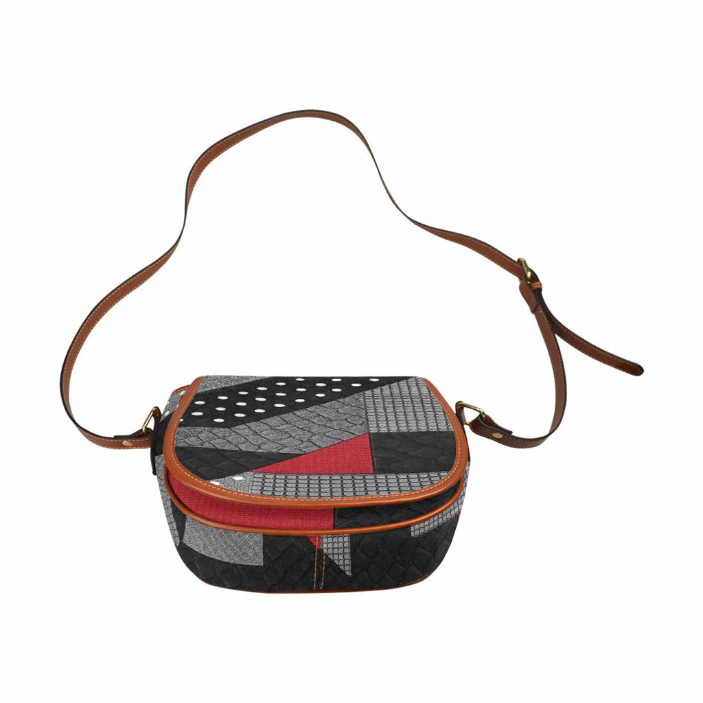 Rich and Rich Red Graphic Women's Saddle Bag Purse with gold-tone hardware