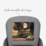 Men's red leather biker ankle boot with embossed panels and black rubber sole — additional view 7