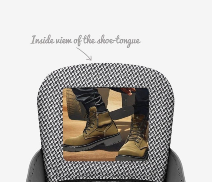 Men's red leather biker ankle boot with embossed panels and black rubber sole — additional view 7