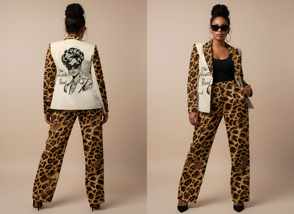 Rich and Rich Animal Print Brown Women’s Wide-Leg Pants