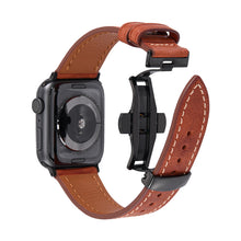 Load image into Gallery viewer, Luxury Leather Butterfly Buckle Band for Apple Watch
