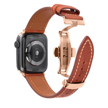 Load image into Gallery viewer, Luxury Leather Butterfly Buckle Band for Apple Watch
