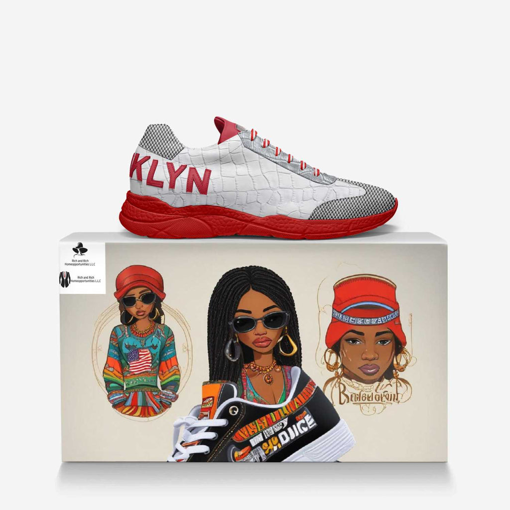 Rich and Rich Saucysass Retro Bold Runner Red and White Women's Sneakers