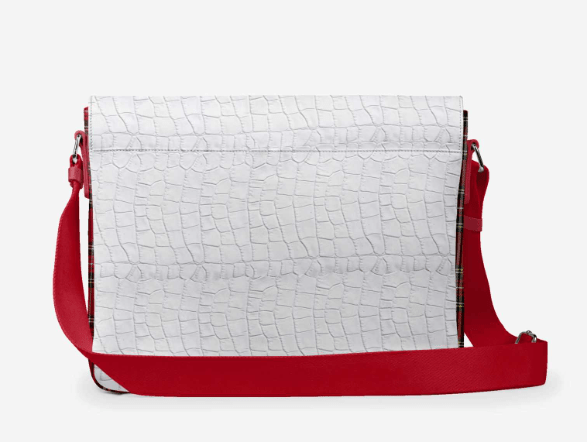 Red rose chic women's messenger bag with horizontal zipper and logo, fits 16-inch laptop — additional view 7