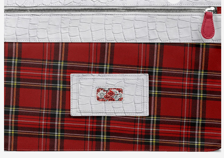 R&RH Red Rose Chic Designer Women's Messenger Bag in vibrant red with rose pattern