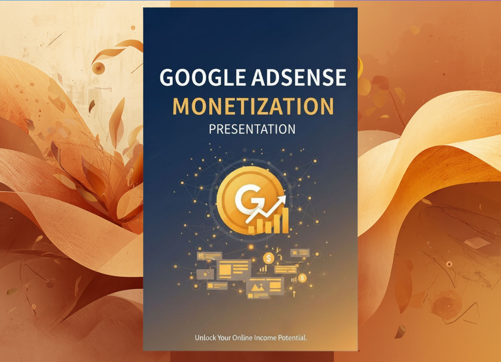 Google Adsense Monetization Presentation cover slide with digital marketing graphics