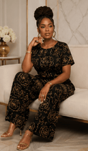 Load image into Gallery viewer, Rich &amp; Rich Women's Black Rose Gold Side-Tie Top &amp; Wide-Leg Pants Set - Rich and Rich Homeopportunities
