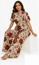 Load image into Gallery viewer, Rich &amp; Rich Women's Violin and Red Roses Side-Tie Top &amp; Wide-Leg Pants Set - Rich and Rich Homeopportunities
