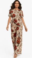 Load image into Gallery viewer, Rich &amp; Rich Women's Violin and Red Roses Side-Tie Top &amp; Wide-Leg Pants Set - Rich and Rich Homeopportunities
