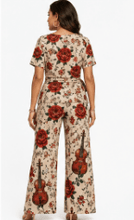 Load image into Gallery viewer, Rich &amp; Rich Women's Violin and Red Roses Side-Tie Top &amp; Wide-Leg Pants Set - Rich and Rich Homeopportunities
