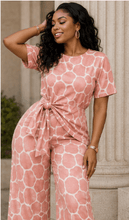 Load image into Gallery viewer, Rich &amp; Rich Women's Pink Giraffe Print Side-Tie Top &amp; Wide-Leg Pants Set - Rich and Rich Homeopportunities
