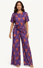 Load image into Gallery viewer, Rich &amp; Rich Women's Purple Passion Botanical Side-Tie Top &amp; Wide-Leg Pants Set - Rich and Rich Homeopportunities
