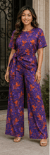 Load image into Gallery viewer, Rich &amp; Rich Women's Purple Passion Botanical Side-Tie Top &amp; Wide-Leg Pants Set - Rich and Rich Homeopportunities
