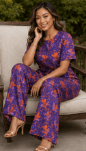 Load image into Gallery viewer, Rich &amp; Rich Women's Purple Passion Botanical Side-Tie Top &amp; Wide-Leg Pants Set - Rich and Rich Homeopportunities
