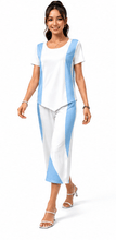 Load image into Gallery viewer, Rich &amp; Rich Skyline Blue Motion Short Sleeve Cropped Wide-Leg Set - Rich and Rich Homeopportunities
