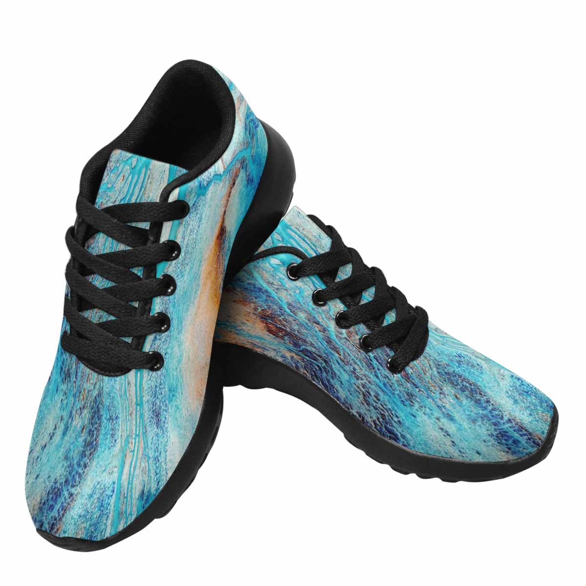 Turquoise abstract low-top women's sneakers with patterned upper and white EVA sole — alternate view