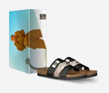 R&RH Women's Stripe Sandal with Caricature design in black and white stripes
