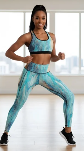 Rich and Rich Turquoise Yoga Leggings Set For Women