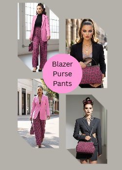 Rich and Rich Magenta Animal Print Blazer Pants Purse Bundle