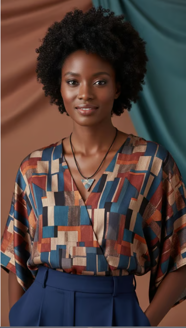 Rich and Rich Denim Look Wooden Pendant Geometric Shapes