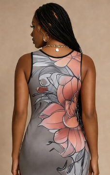 Rich and Rich Women's Gray Floral Sleeveless Sundress - Comfortable Tank Dress