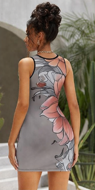 Rich and Rich Women's Gray Floral Sleeveless Sundress - Comfortable Tank Dress