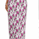 Women's off-shoulder fuchsia floral dress with ruffled boat neckline and lightweight fabric