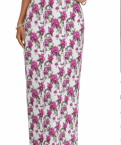 Women's off-shoulder fuchsia floral dress with ruffled boat neckline and lightweight fabric