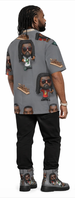 Rich and Rich Men's Gray Toon's Hawaiian Short Sleeve Shirt