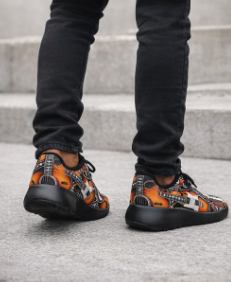 Rich and Rich Orange Pattern Men's Guitar Sneakers
