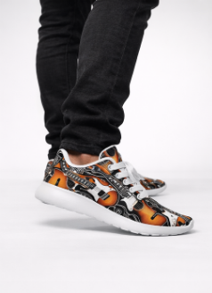 Rich and Rich Orange Pattern Men's Guitar Sneakers