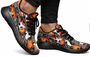 Rich and Rich Orange Pattern Women's Guitar Sneakers