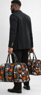 Rich and Rich Orange Pattern Guitar Graphic Travel Bag