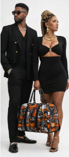 Rich and Rich Orange Pattern Guitar Graphic Travel Bag