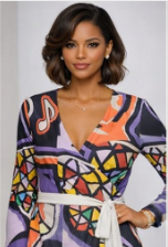Rich and Rich Purple Abstract Women's Wrap Dress